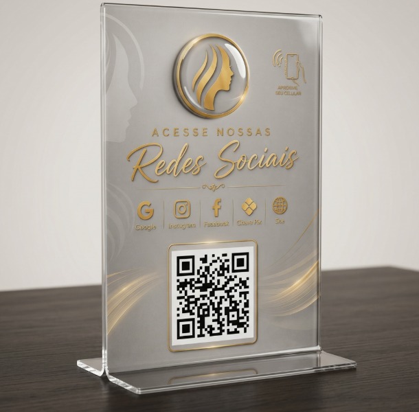 Placa Tag em Acrílico Personalizada — ideal para balcão com tecnologia NFC